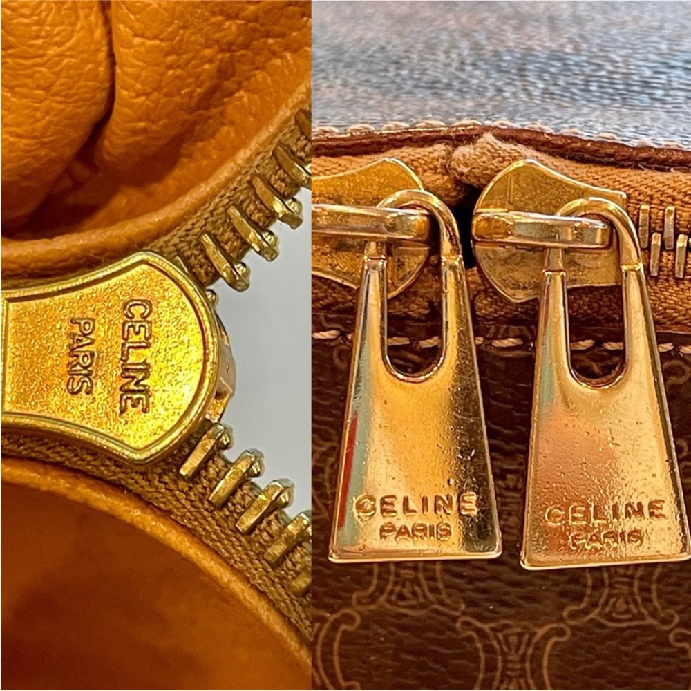 Celine Vintage Macadam Vanity, double compartment, brown/tan leather trim, EUC - Picture 13 of 16